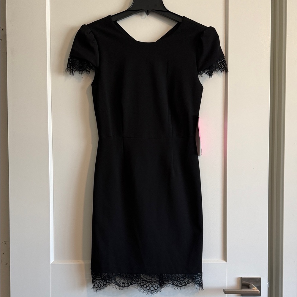 NWT Betsy Johnson Black Lace Trim Dress (size 6)